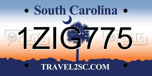 1ZIG775 South Carolina License Plate