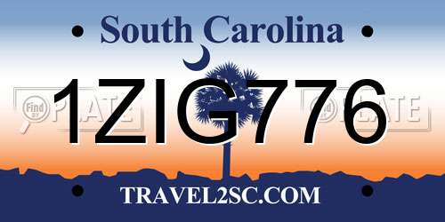 1ZIG776 South Carolina License Plate