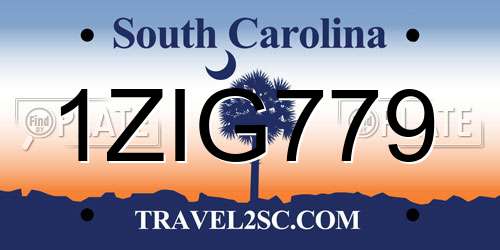 1ZIG779 South Carolina License Plate