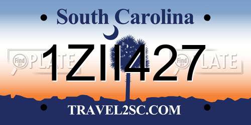 1ZII427 South Carolina License Plate