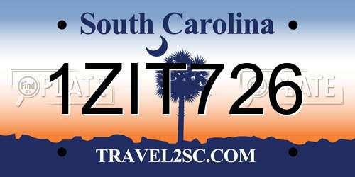 1ZIT726 South Carolina License Plate
