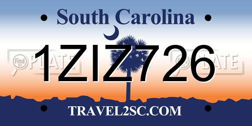 1ZIZ726 South Carolina License Plate