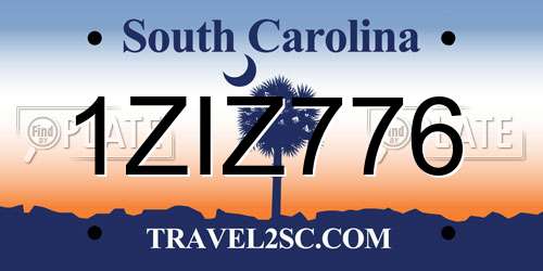 1ZIZ776 South Carolina License Plate