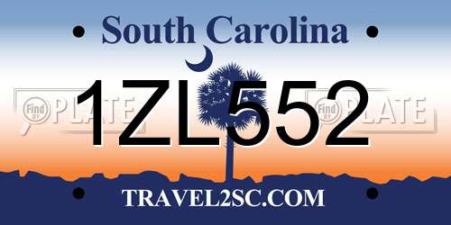 1ZL552 South Carolina License Plate