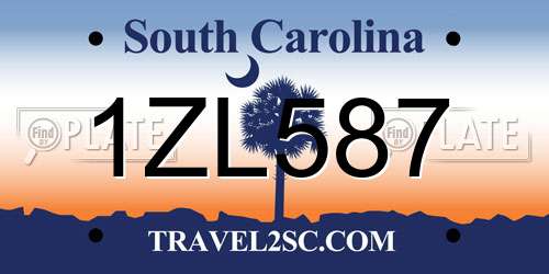 1ZL587 South Carolina License Plate