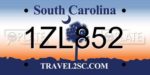 1ZL852 South Carolina License Plate
