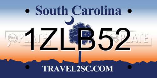 1ZLB52 South Carolina License Plate