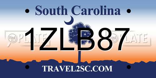 1ZLB87 South Carolina License Plate