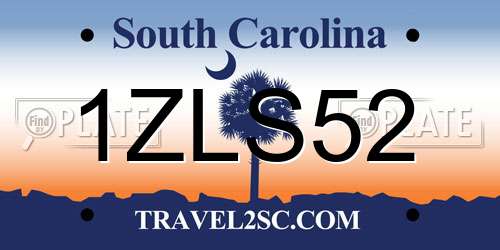 1ZLS52 South Carolina License Plate