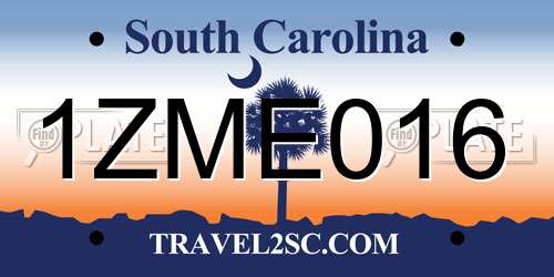 1ZME016 South Carolina License Plate