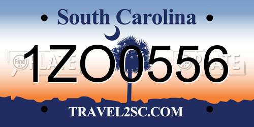 1ZO0556 South Carolina License Plate