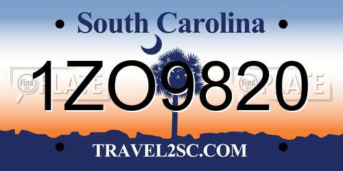 1ZO9820 South Carolina License Plate
