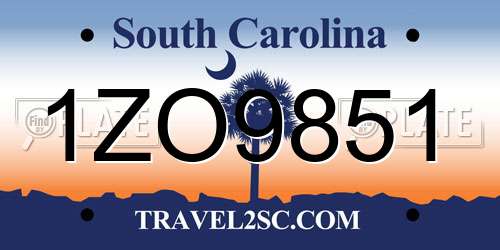1ZO9851 South Carolina License Plate