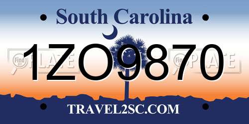 1ZO9870 South Carolina License Plate