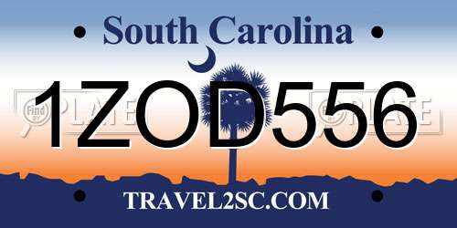 1ZOD556 South Carolina License Plate