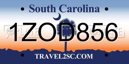 1ZOD856 South Carolina License Plate