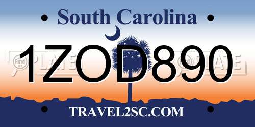 1ZOD890 South Carolina License Plate