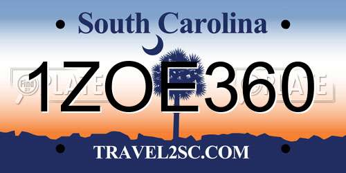 1ZOE360 South Carolina License Plate