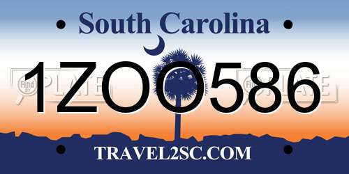 1ZOO586 South Carolina License Plate