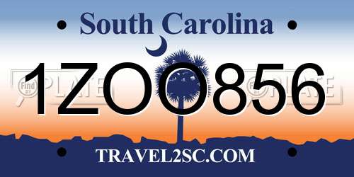 1ZOO856 South Carolina License Plate