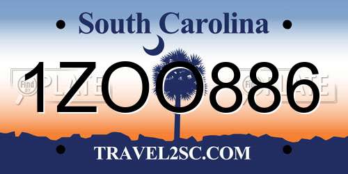 1ZOO886 South Carolina License Plate