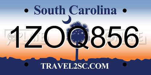 1ZOQ856 South Carolina License Plate