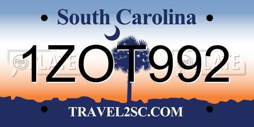 1ZOT992 South Carolina License Plate