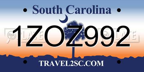 1ZOZ992 South Carolina License Plate