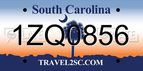 1ZQ0856 South Carolina License Plate