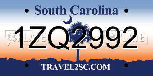 1ZQ2992 South Carolina License Plate