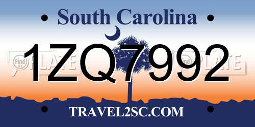 1ZQ7992 South Carolina License Plate