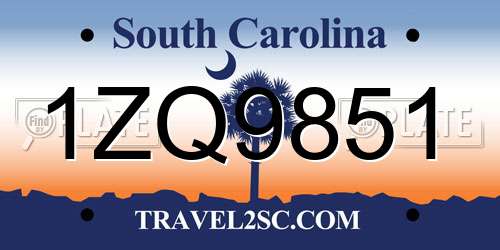 1ZQ9851 South Carolina License Plate