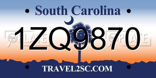 1ZQ9870 South Carolina License Plate