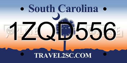 1ZQD556 South Carolina License Plate