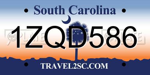 1ZQD586 South Carolina License Plate