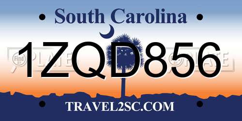 1ZQD856 South Carolina License Plate