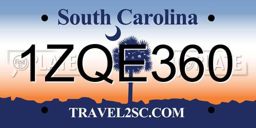 1ZQE360 South Carolina License Plate