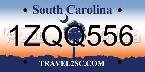 1ZQQ556 South Carolina License Plate