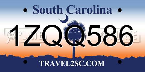 1ZQQ586 South Carolina License Plate
