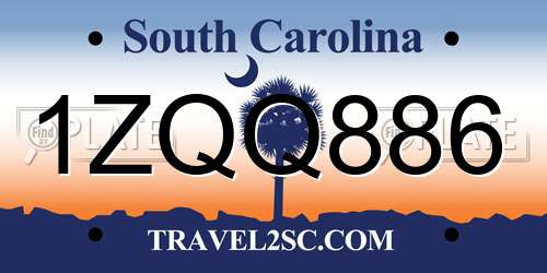 1ZQQ886 South Carolina License Plate
