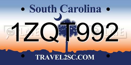 1ZQT992 South Carolina License Plate