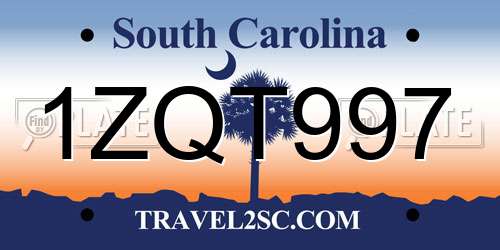 1ZQT997 South Carolina License Plate