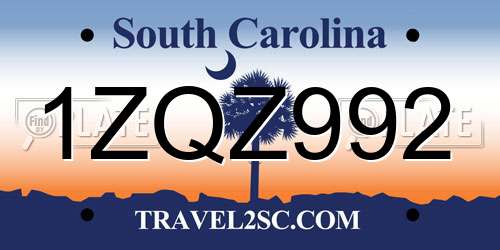 1ZQZ992 South Carolina License Plate