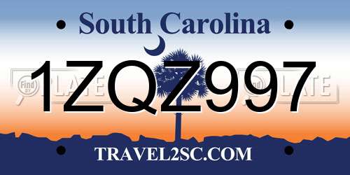 1ZQZ997 South Carolina License Plate