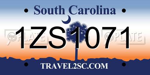 1ZS1071 South Carolina License Plate