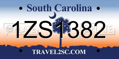 1ZS1382 South Carolina License Plate
