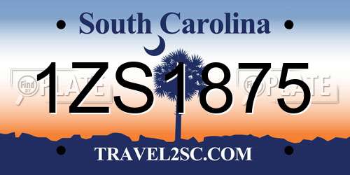1ZS1875 South Carolina License Plate