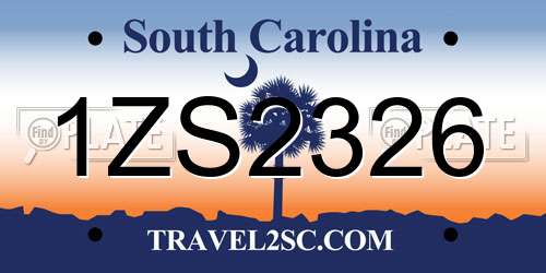 1ZS2326 South Carolina License Plate