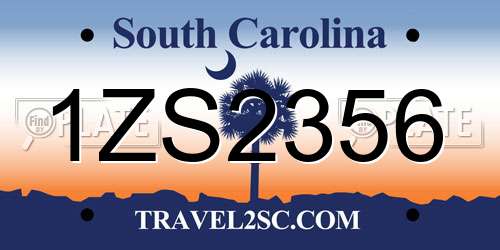 1ZS2356 South Carolina License Plate