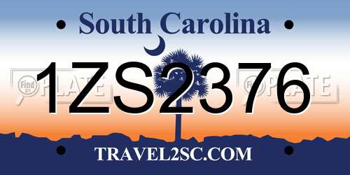 1ZS2376 South Carolina License Plate